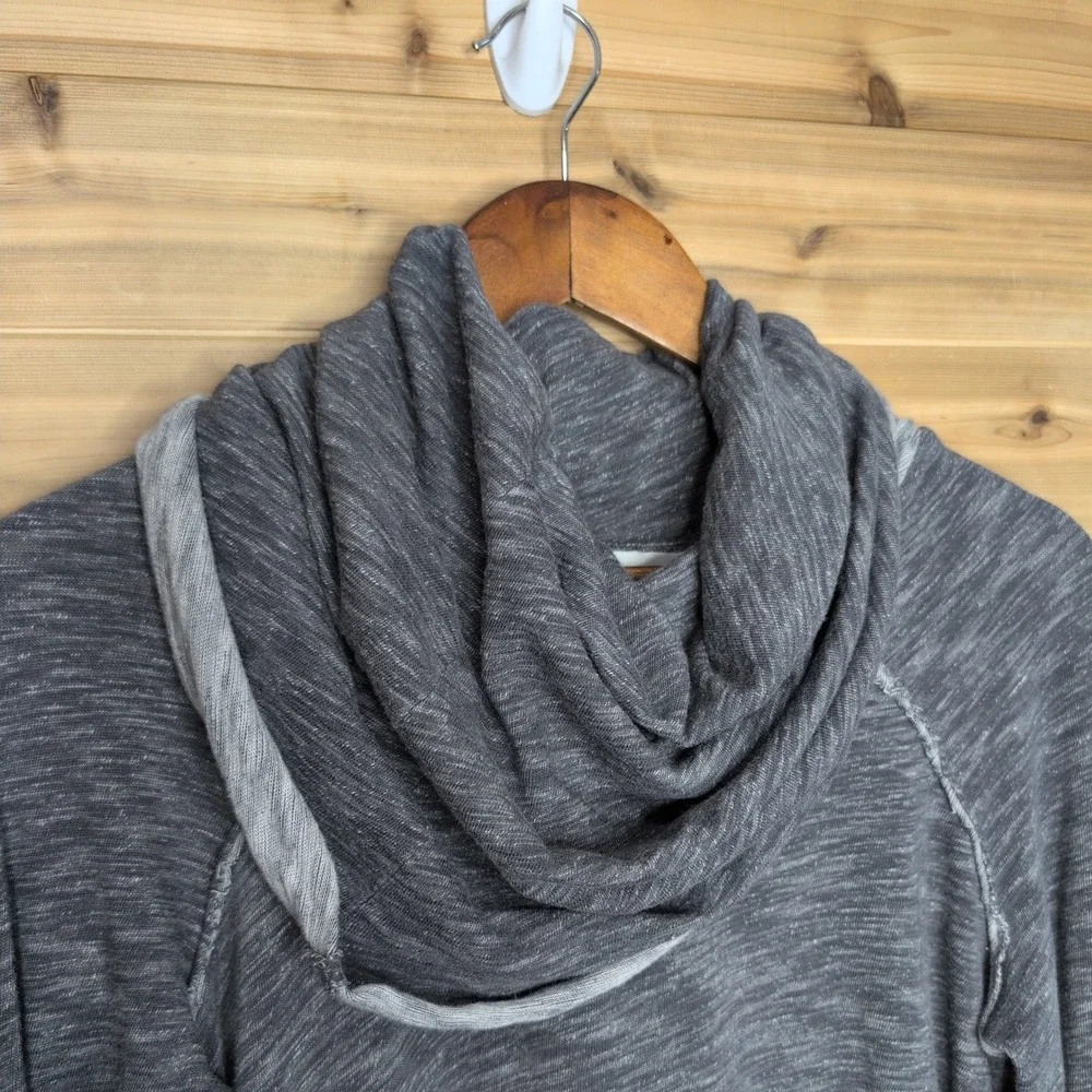 Free People Beach Womens Cowl Neck Long Sleeve Slub Knit Top‎ Grey One Size
